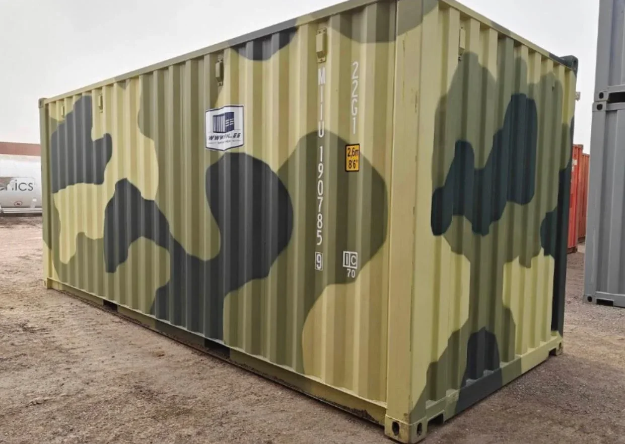 CONTENEDOR MARITIMO DE 20 PIES CAMUFLAJE